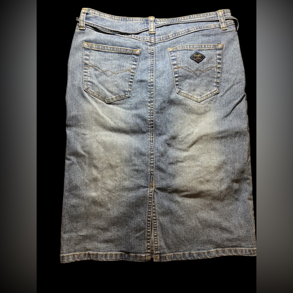 Vintage Y2K 90’s Angels Denim Pencil Skirt with Floral Embroidery - Picture 4 of 7